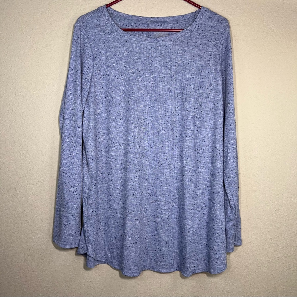 Lane Bryant Blue Crew Neck Long Sleeve Blouse